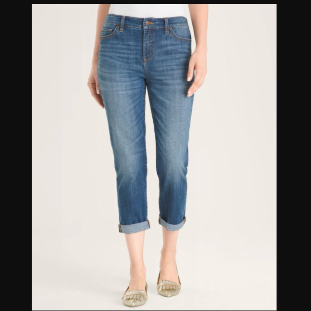 Chico's Girlfriend Crop Mid Wash Jeans - 6